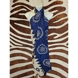 Vintage 60s Pomare Hawaii Floral Maxi Beach Dress/Skirt Cover Up Tie Back